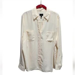 Talbots Nantucket Cream Button Down Long Sleeve Blouse XL